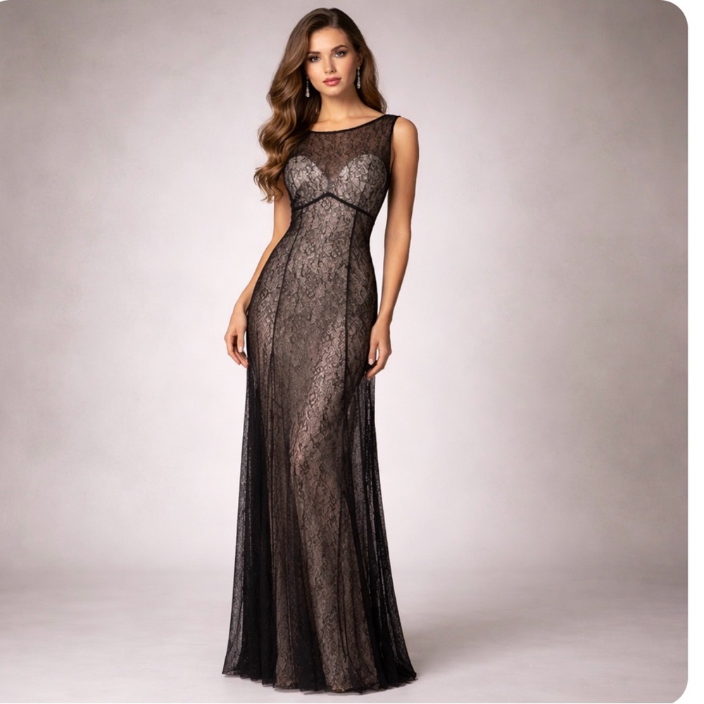 Armani Exchange Formal Dress Black Lace Long Dress Event Prom Gala Whimsigoth 2